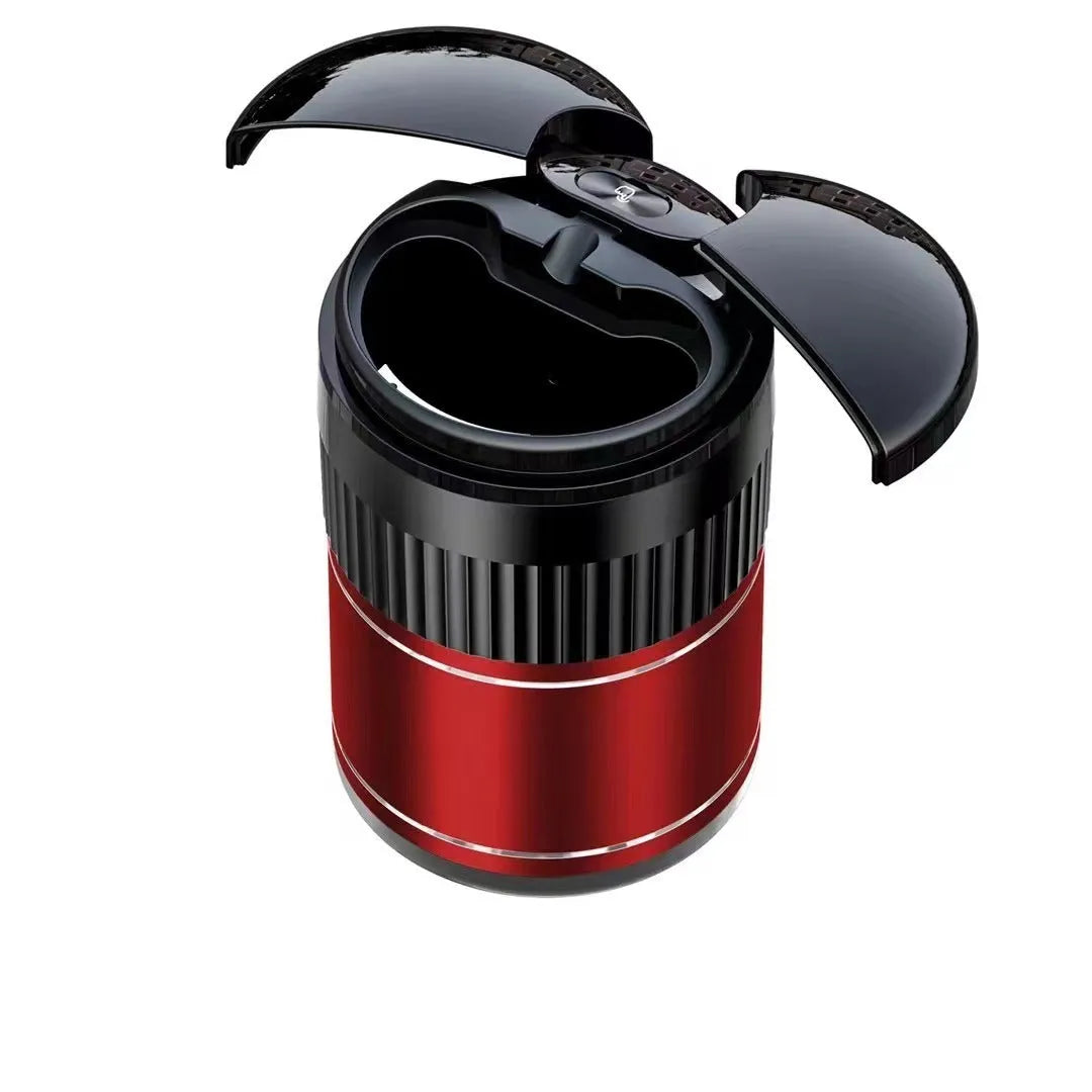 Metal smart infrared car ashtray with automatic sensing and touch lid in black colour