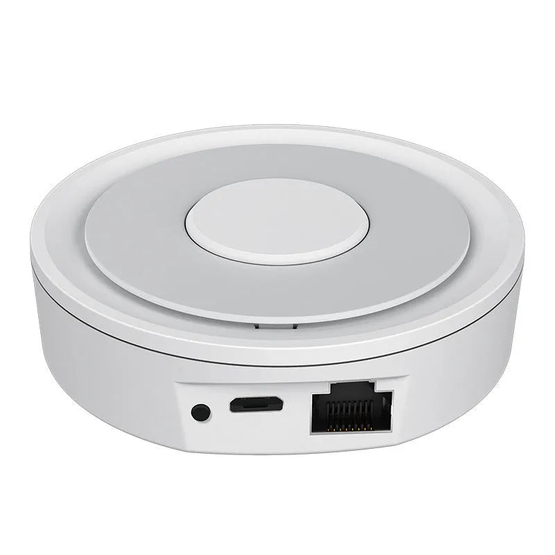 White square ZigBee smart home gateway hub with dimensions 78mm by 78mm.