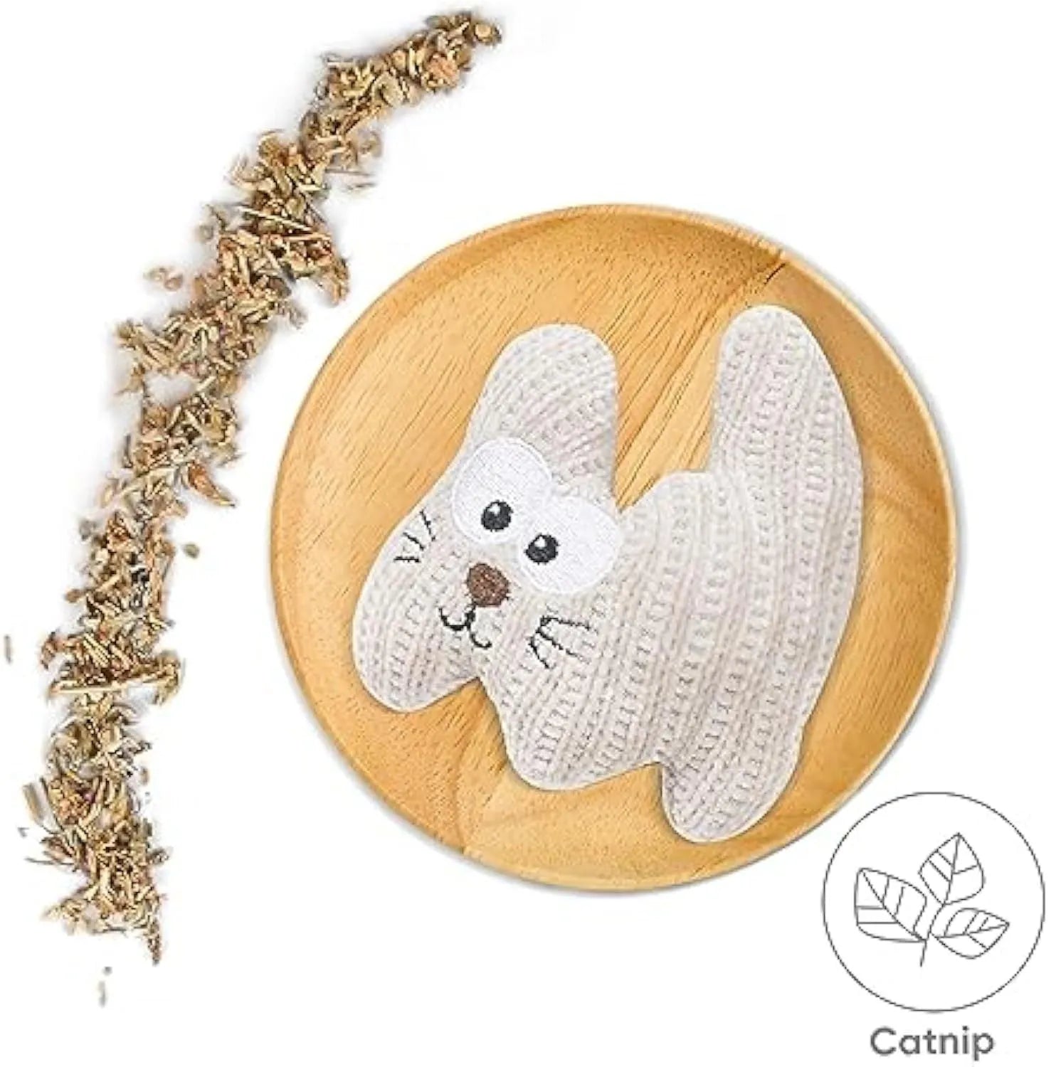 Cyan and light coffee plush rope cat toy with bell and organic catnip filling