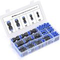 60-piece pneumatic push-in connector kit with R1/4 and R1/2 thread fittings