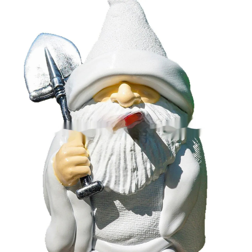 Christmas garden ornament with smoking shovel dwarf design in resin and plastic materials