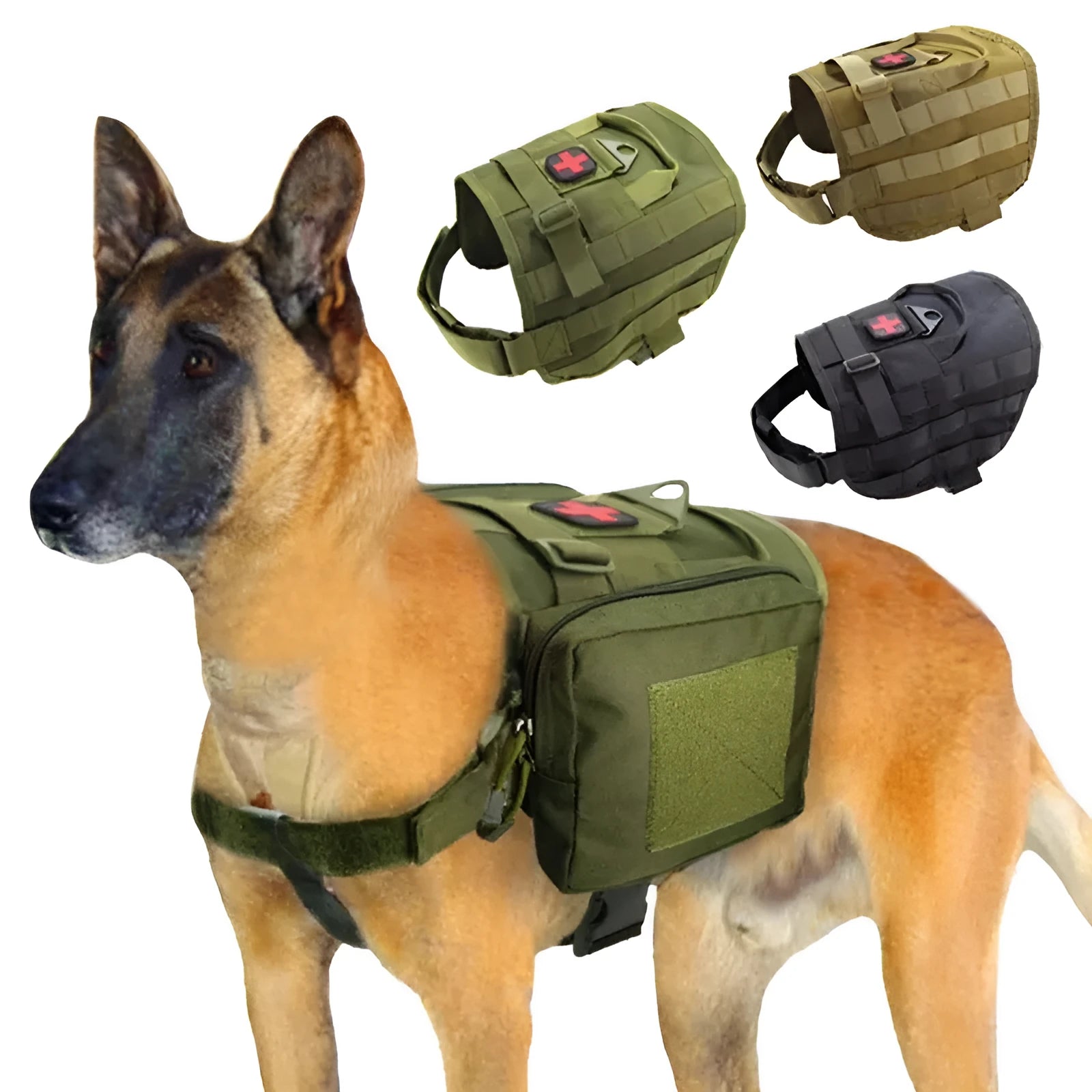 Peitoral Tactical Pet Brasil Vip dog harness in army green, size L, 1000d nylon fabric and nylon webbing with Saigang buckle
