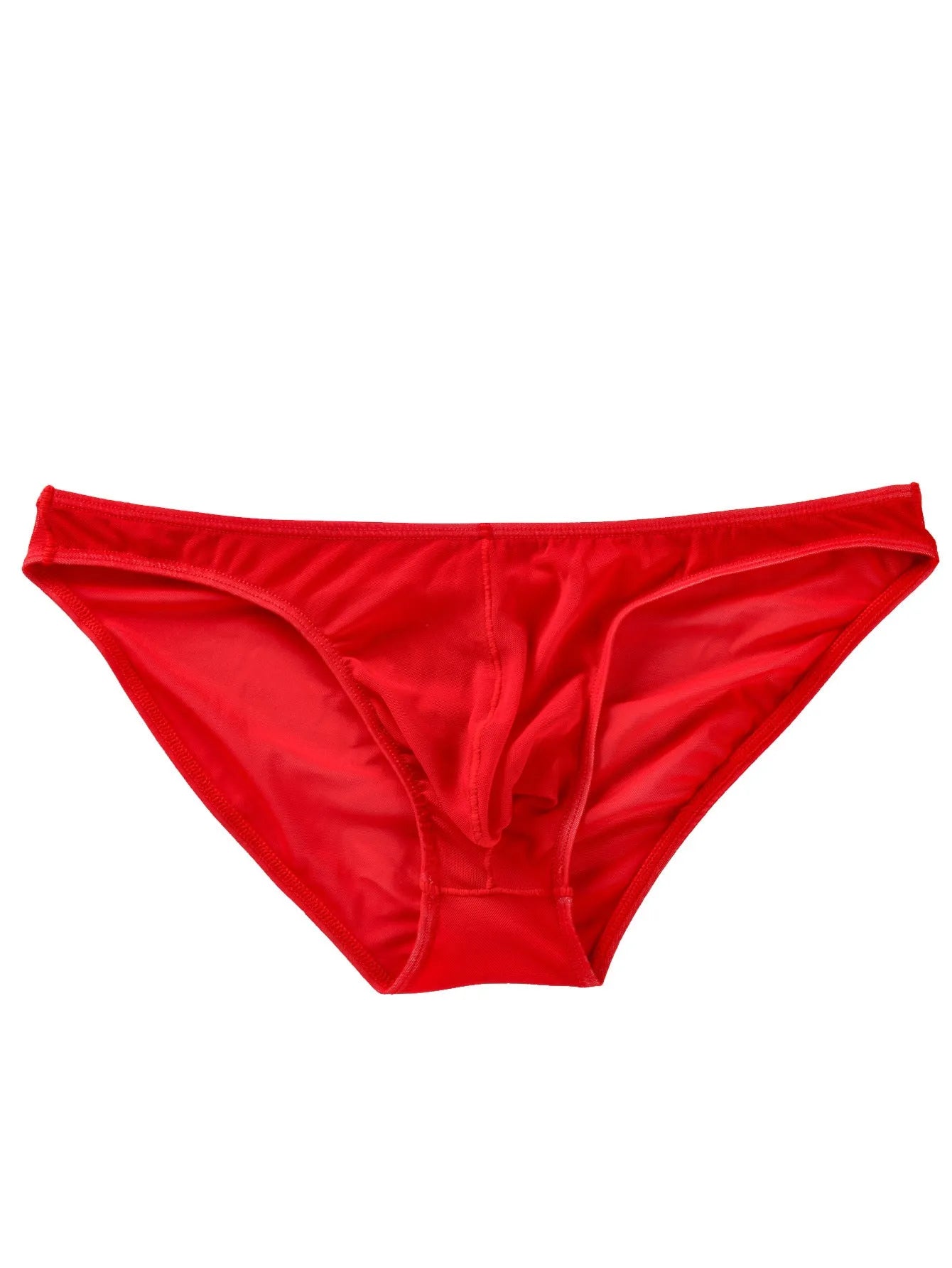 Men's black ice silk triangle low waist shorts made from quick-dry nylon fabric.