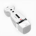 Ultrasonic plastic beauty instrument for household body shaping with power cord and instruction manual on table