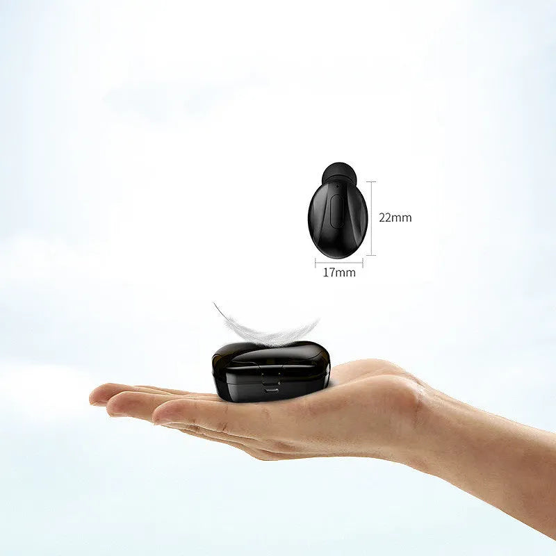 XG13 mini Bluetooth headset in black with charging compartment