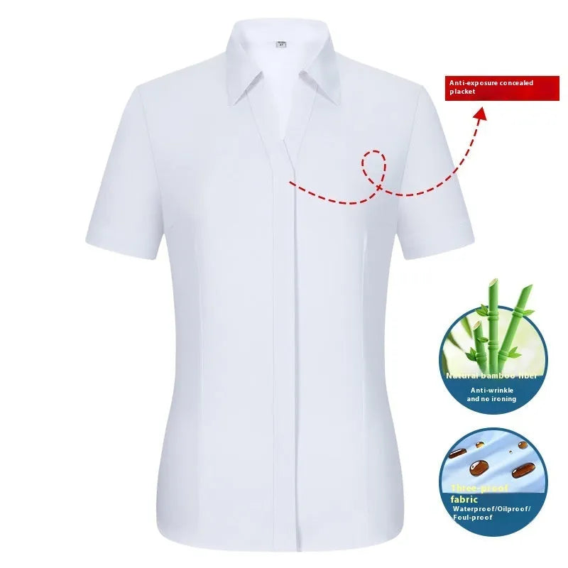 Men's bamboo fibre waterproof work shirt with square collar in slim fit business formal style
