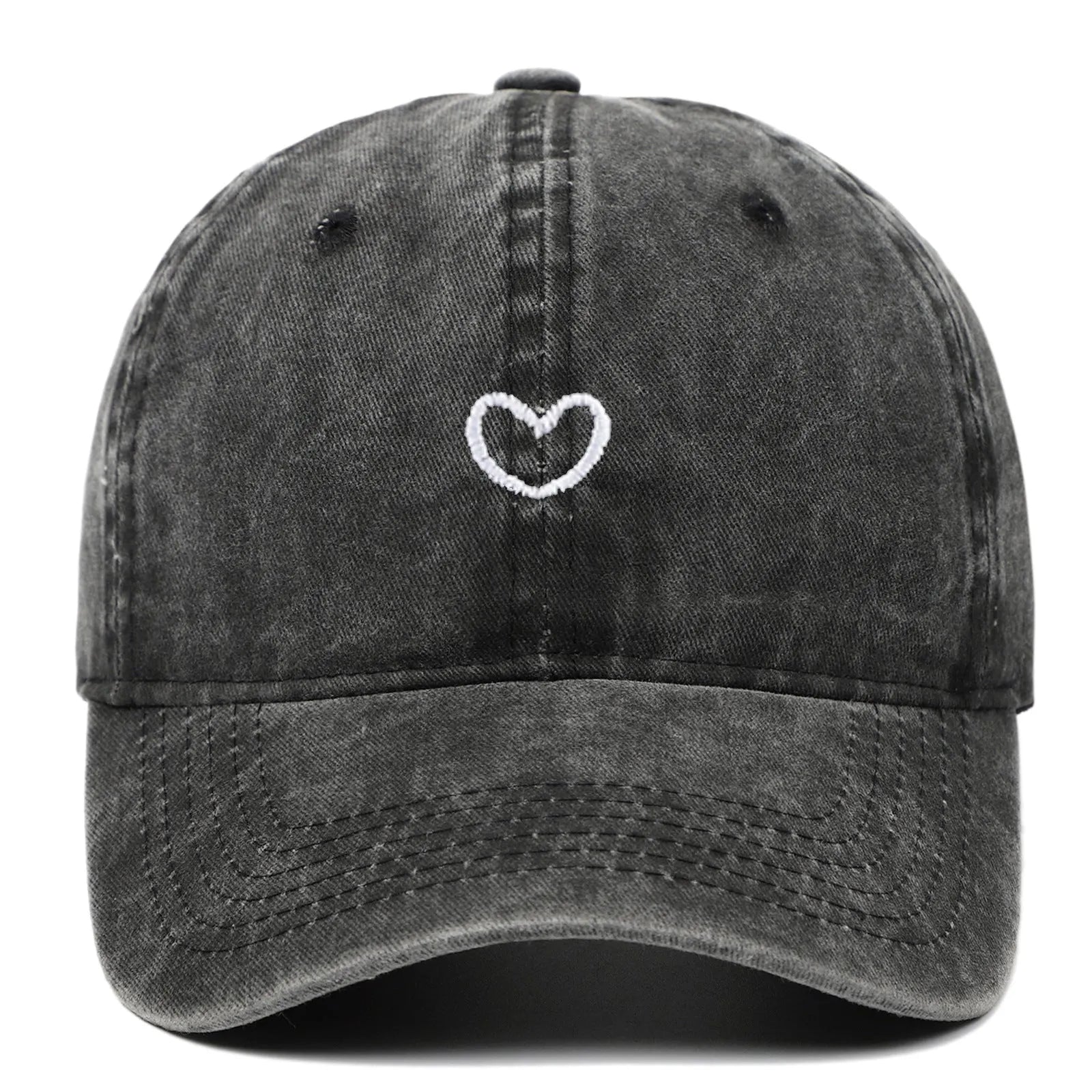 Retro embroidered cotton peaked cap in an adjustable size on a neutral background.