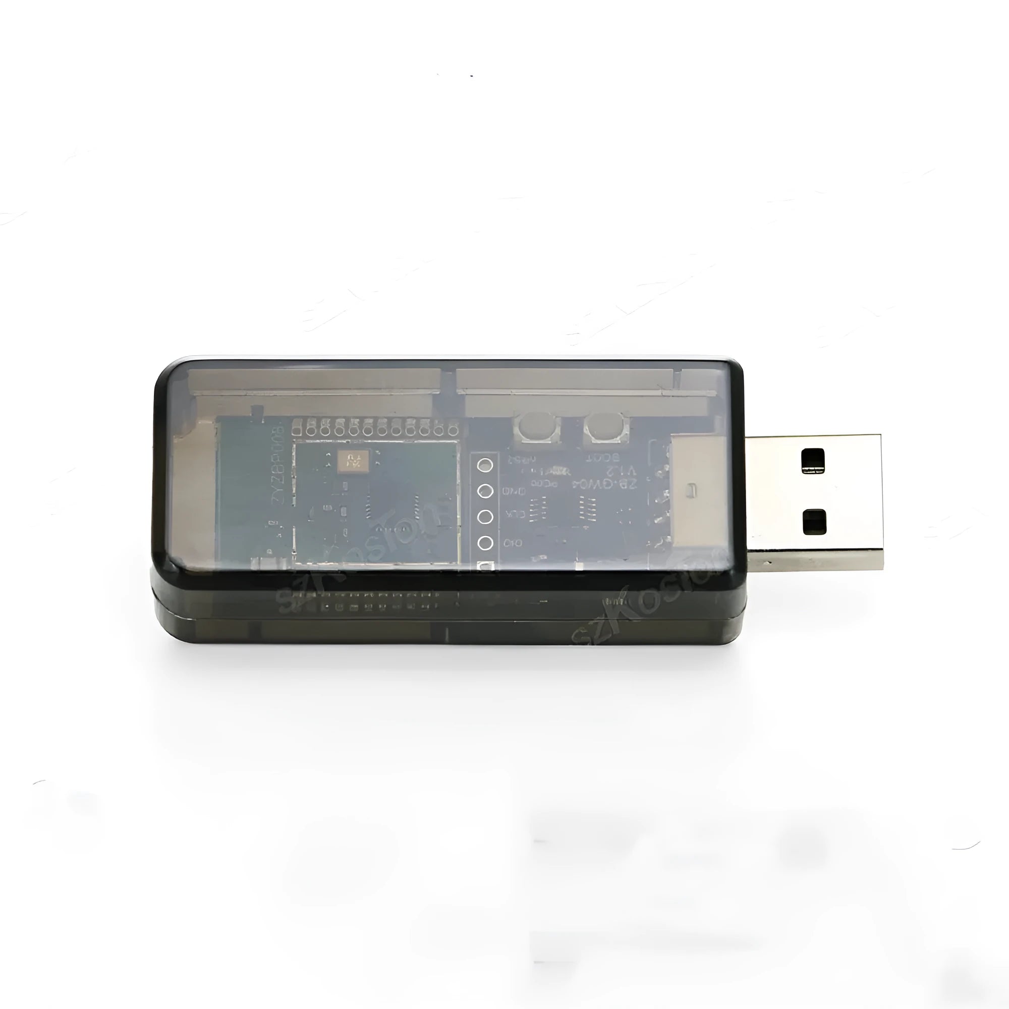 Silicon Labs EFR32MG21 Zigbee USB dongle with plastic shell and PCB antenna