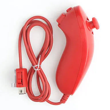 Wii wireless left and right gamepad controller set showing black, light blue, pink, red and white colour options