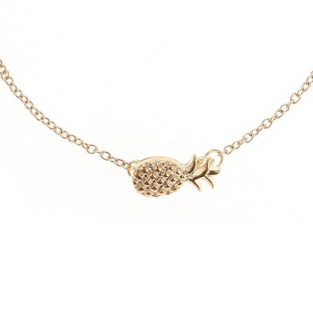 Women's alloy pineapple bracelet with fruit-shaped charm in gold or silver colour