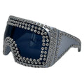 Men's punk style square sunglasses with large rim and rivet detailing in gold colour