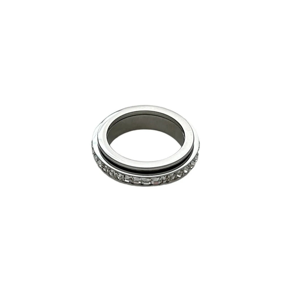 Titanium steel rotatable starry sky ring in gold or silver, unisex geometric design