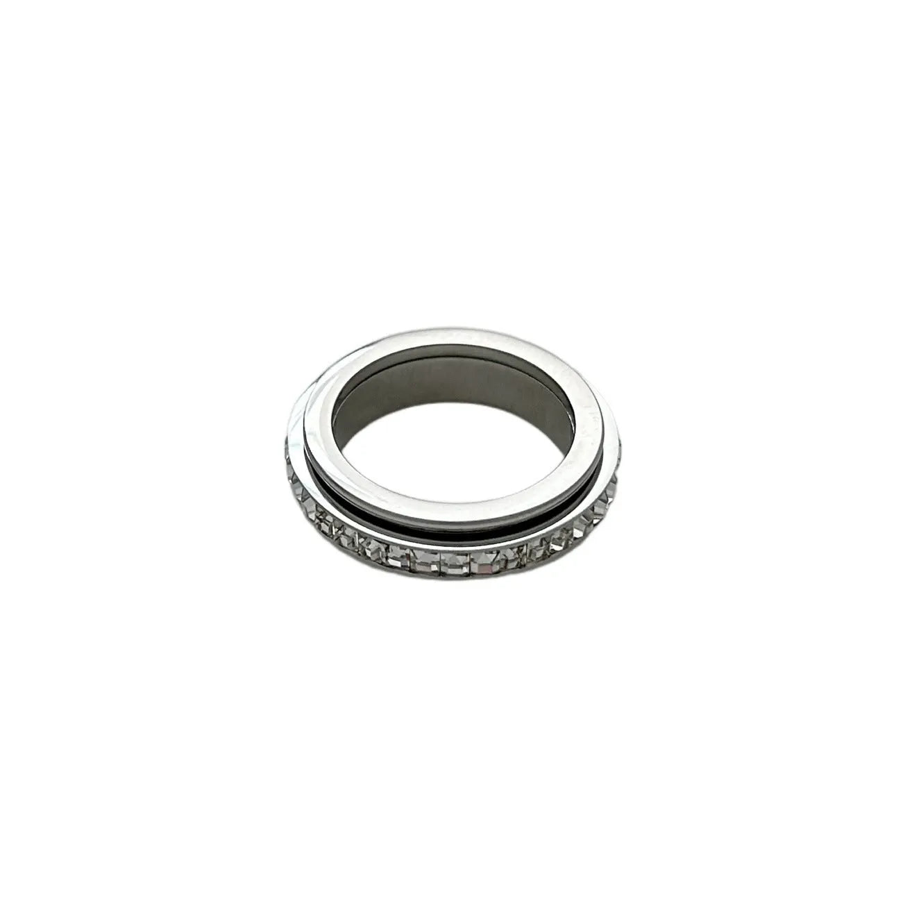 Titanium steel rotatable starry sky ring in gold or silver, unisex geometric design