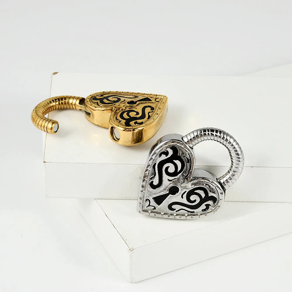 Women's heart-shaped stainless steel earrings with gold or steel electroplated colour finishes