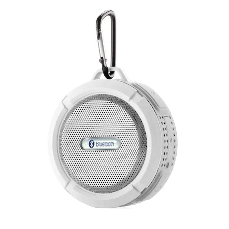 Waterproof Bluetooth speaker in Army Green colour, side view showing grille and controls, 98mm width portable design