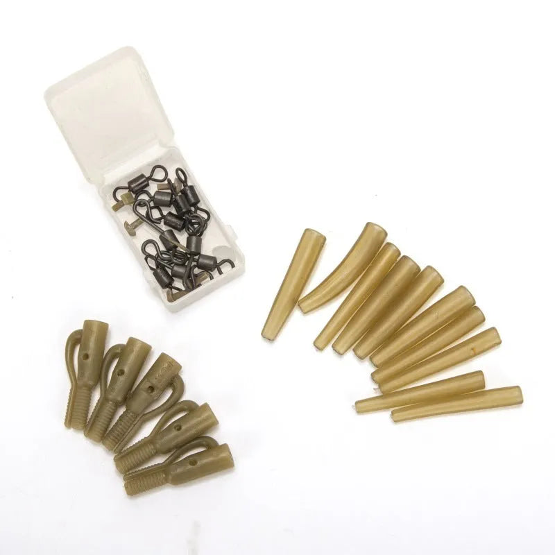 European carp fishing 30-piece accessory set with anti-winding pipes, threaded hoses, rotation pieces, and screws on card