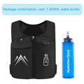 Black breathable mesh sports running vest with a front pocket for a mobile phone.