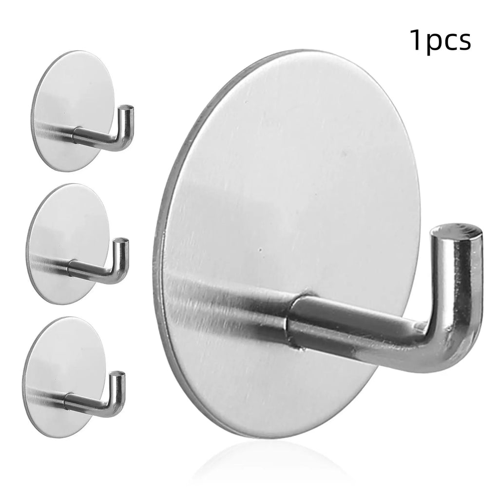Stainless steel self-adhesive round hook with 3kg load capacity for wall mounting