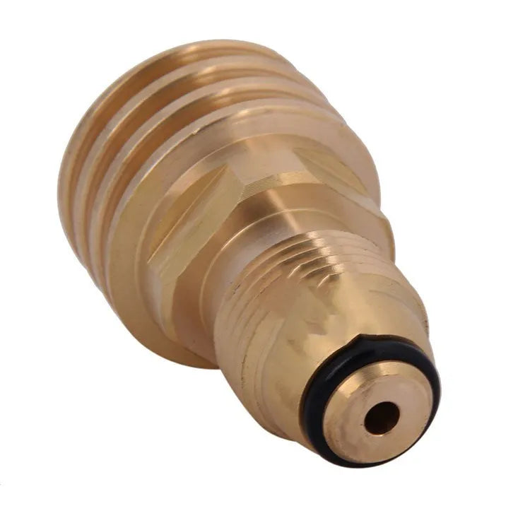 Brass gas brazier copper adapter with gold finish showing taper thread design