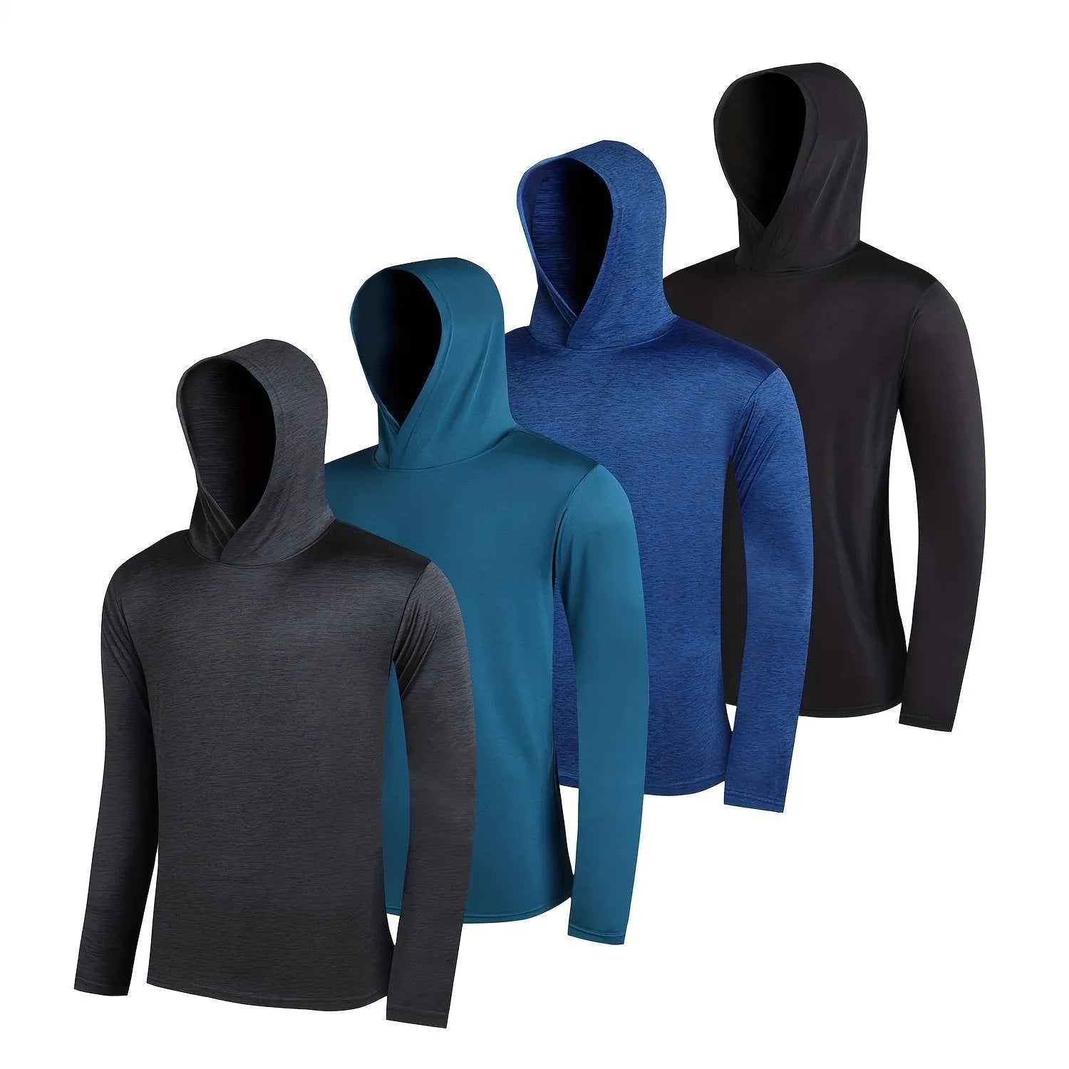 Men's lightweight hoodie 4-piece pack in elastic polyester fibre showing colour options