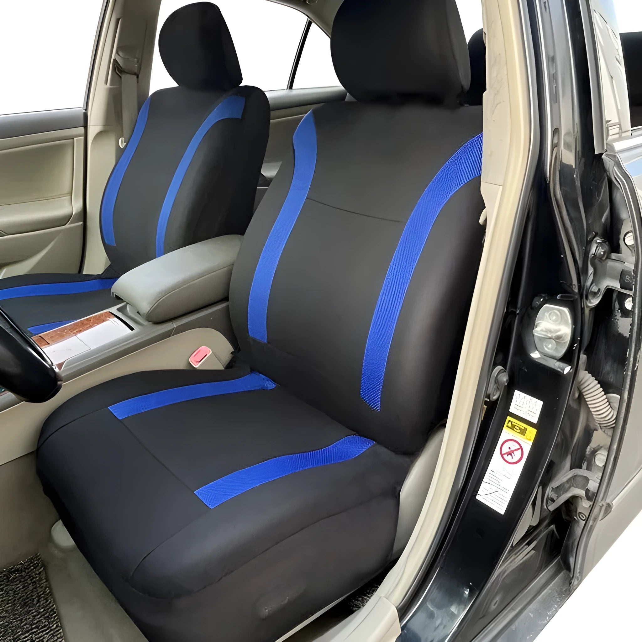 Polyester eyelet fabric universal car seat cover in a choice of colours on a car seat.