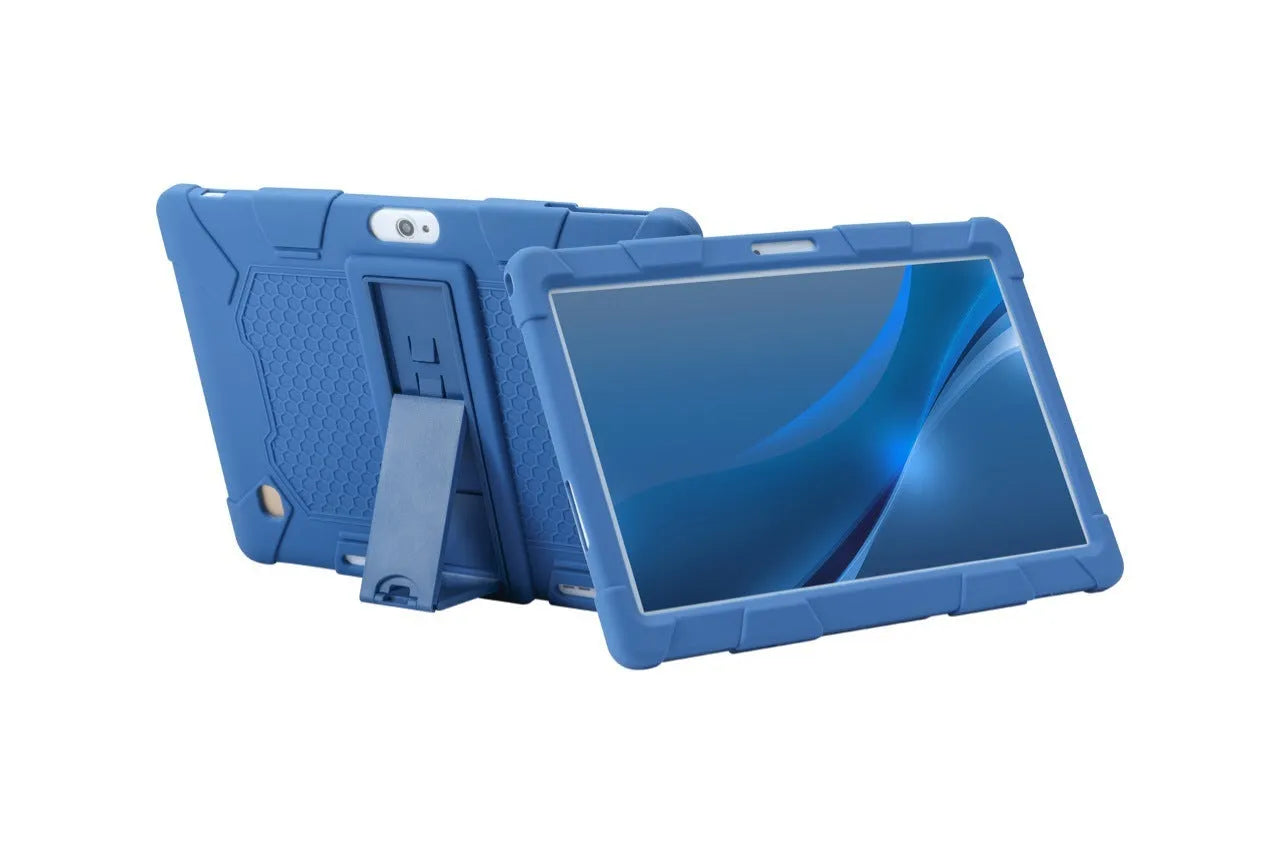 Little Overlord H10 Pro M20 silicone protective case for 10-inch tablet in multiple colour options showing stand function.