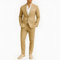 Men's slim fit nylon two-piece suit set in black with button front, jacket and trousers