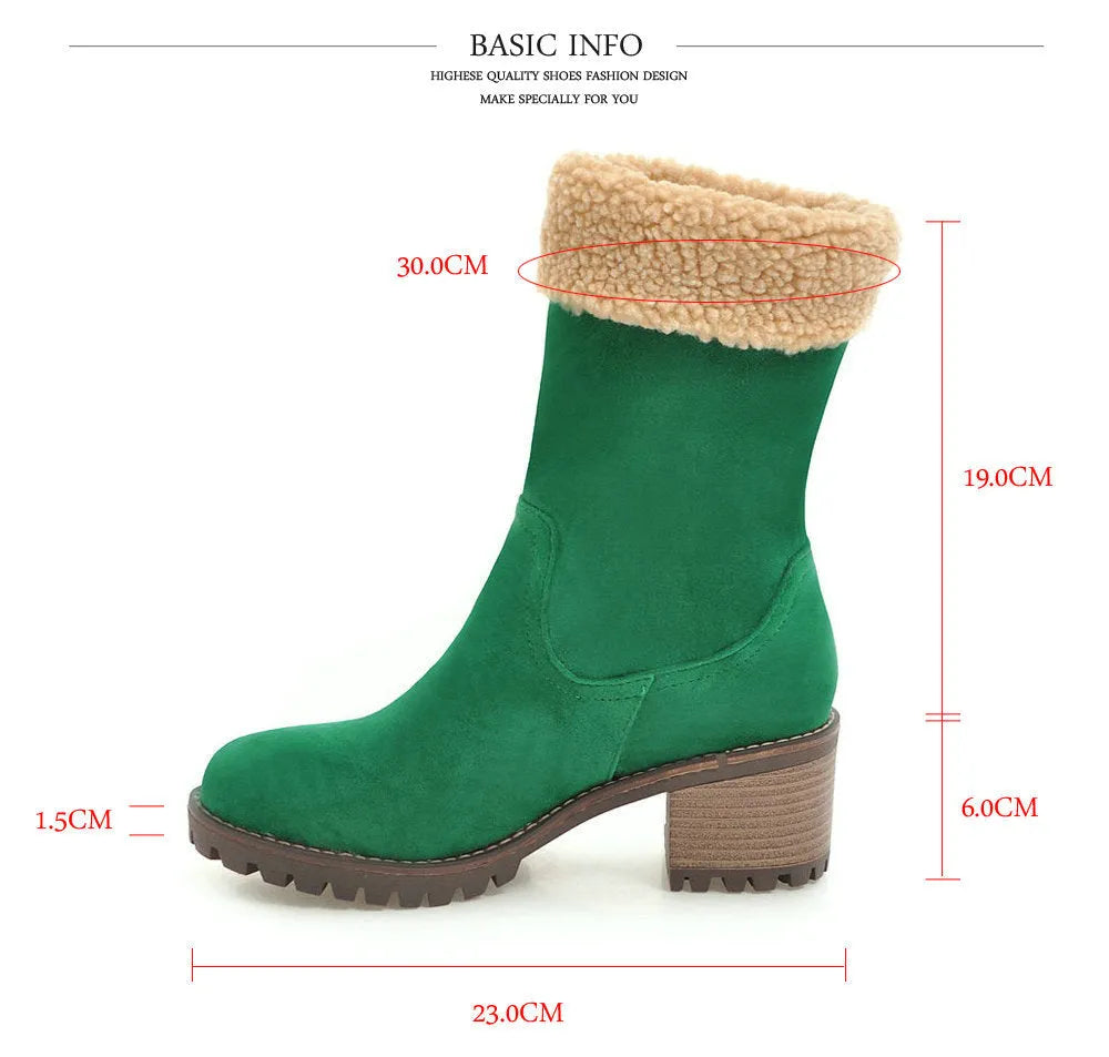 Snow boots with short plush lining in black, available in sizes 34 to 43 cm