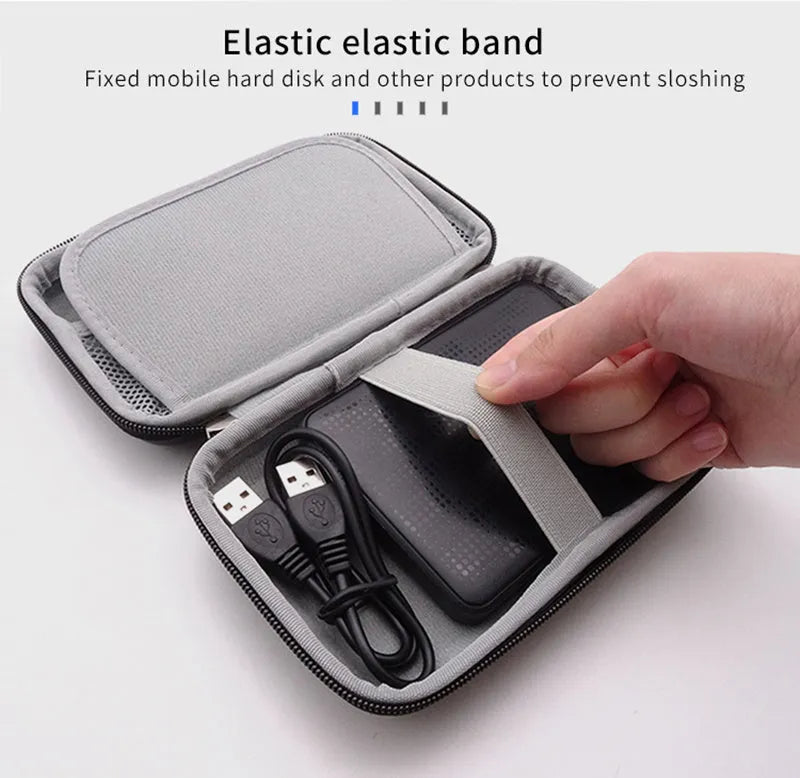 EVA 2.5-inch hard drive carrying case in black with zipper and mesh pocket