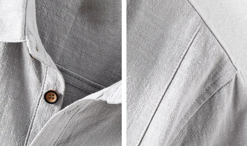 Men's loose fit linen blend casual shirt in solid colour options