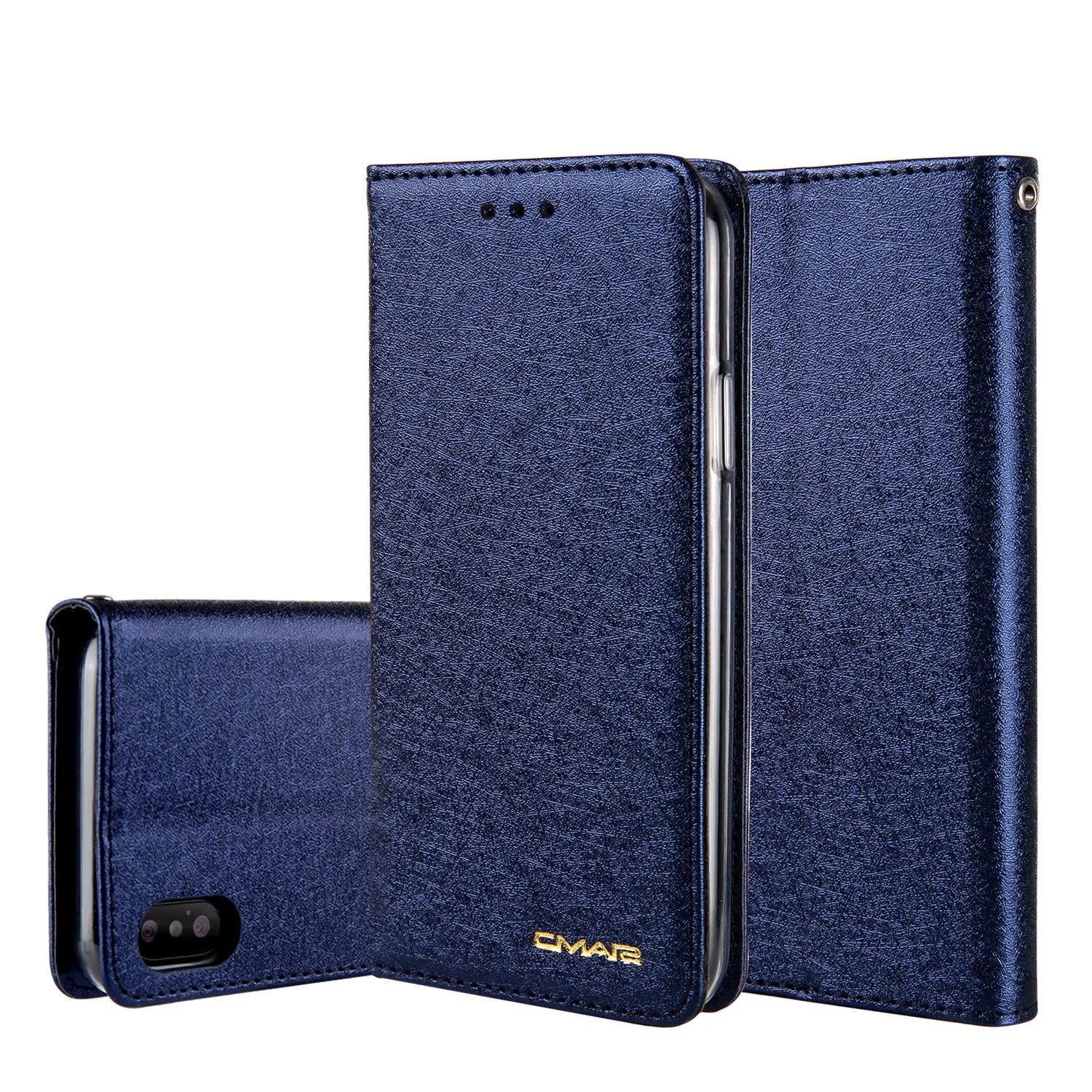 PU leather flip phone case with card slots for Apple iPhone in multiple colour options