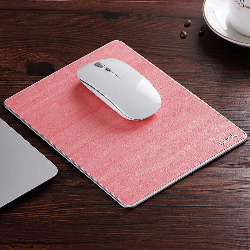 Oversized aluminium alloy mouse pad 249x200mm with PU leather surface and non-slip silica gel base, Black