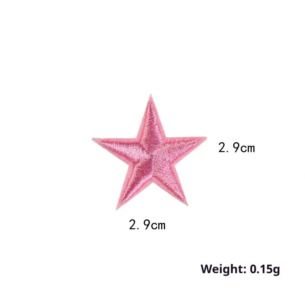 Colourful five-pointed star cloth embroidery stickers for DIY clothing decoration and craft projects