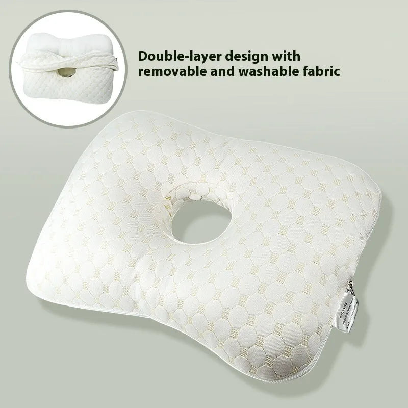 Beauty salon single hole ear pillow measuring 39x28x6cm in new Chinese style with polyester fibre filling.
