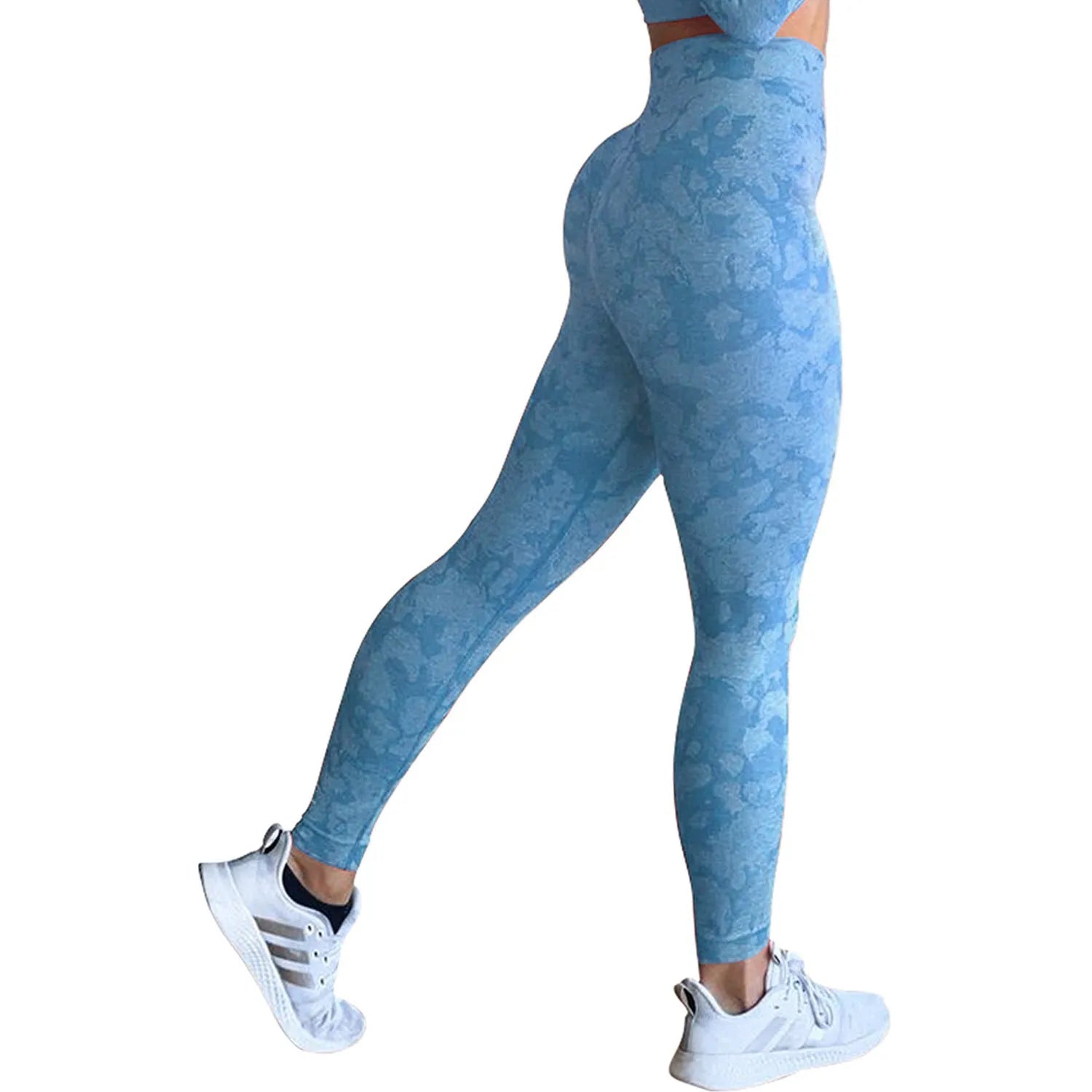 Women's push up booty leggings in a camouflage pattern for gym and yoga workouts.