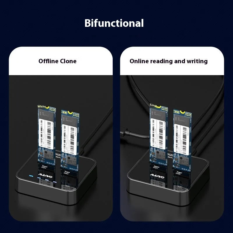 MAIWO K3016 M.2 solid state drive docking station and duplicator with cables and power adapter