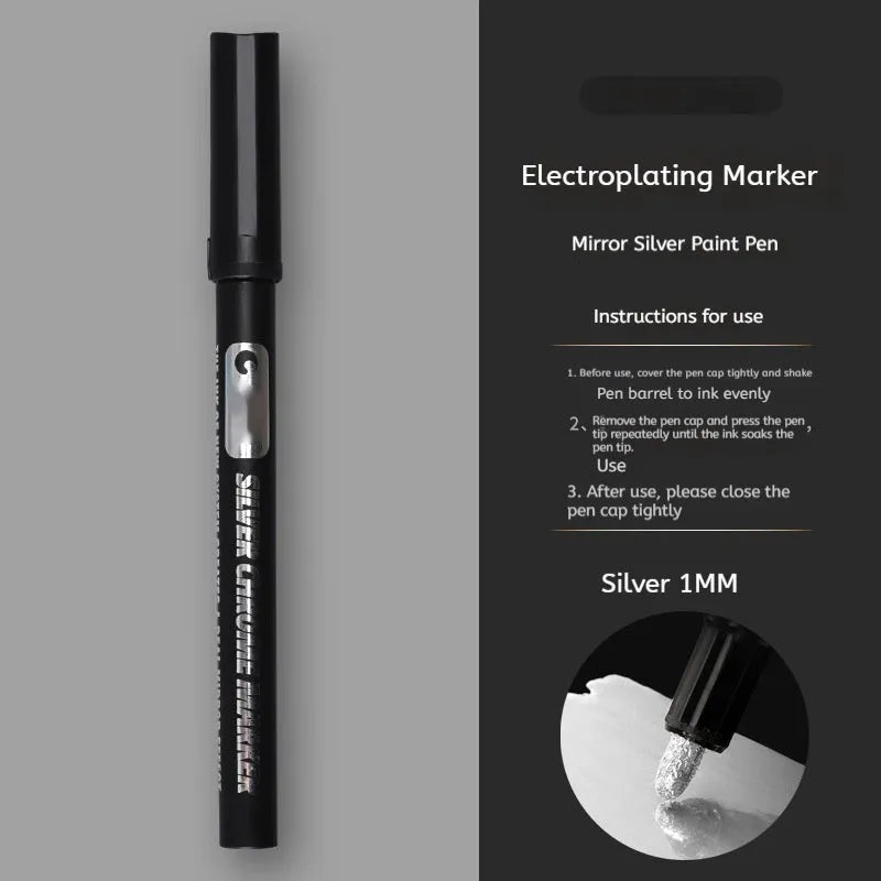 Waterproof mirror marker pen with plastic shell in 1mm and 2mm tip sizes for glass writing