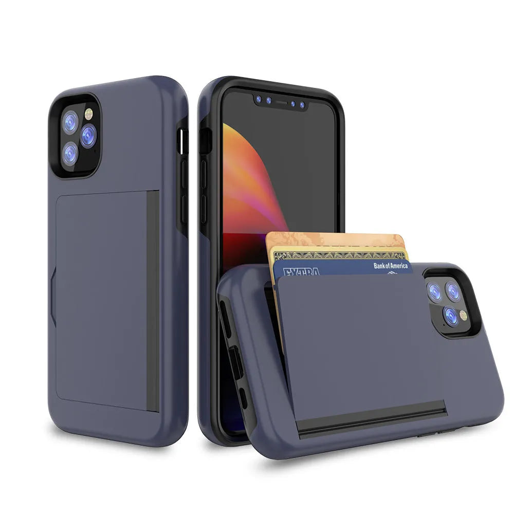 Black hard back cover case fitted on an iPhone 11 Pro Max, showing slim profile and solid colour design.