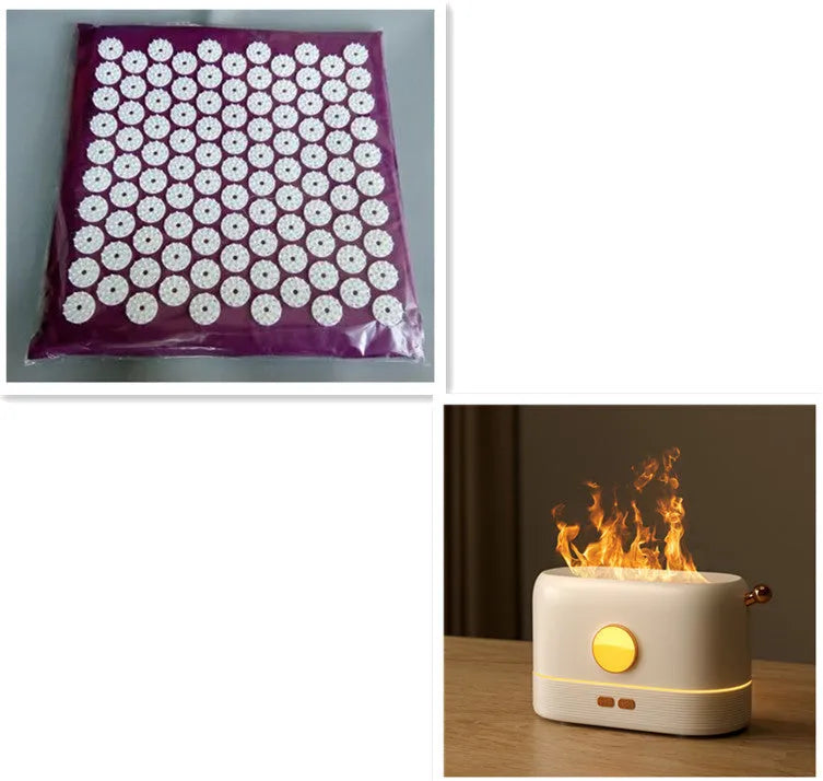 Black USB desktop humidifier with simulation flame light effect and water vapour mist.