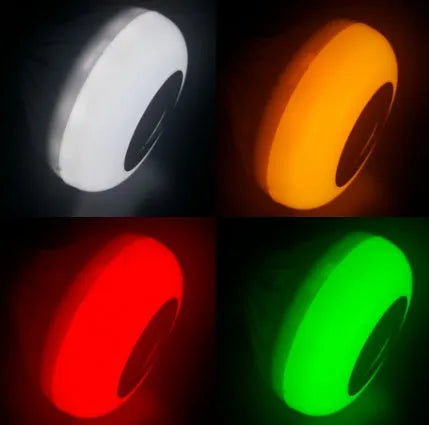 White Bluetooth speaker LED bulb with E27 screw base and remote control for 16 colour lighting.