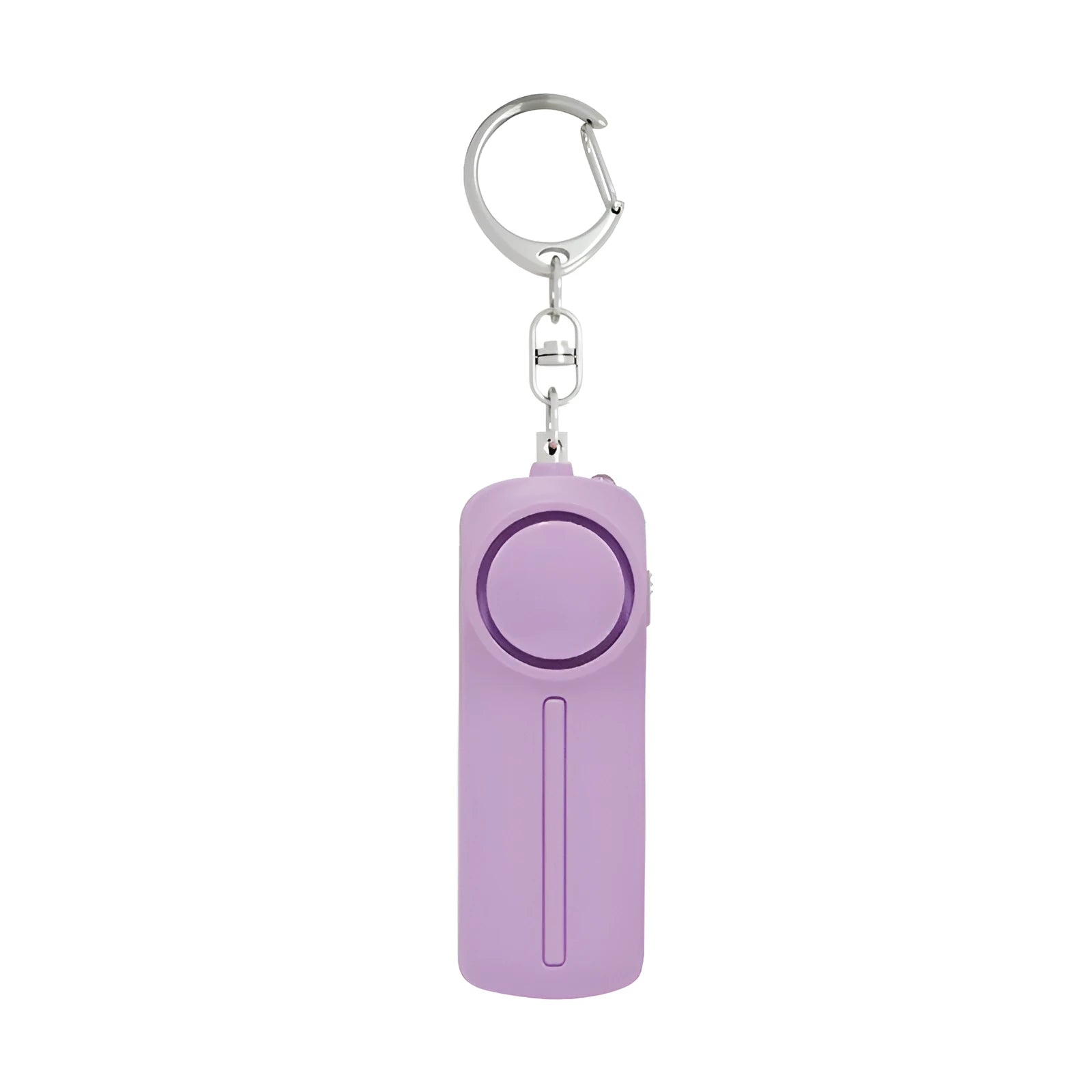 Personal safety alarm device measuring 86×30×20 mm with 130 dB sound output in pink colour option