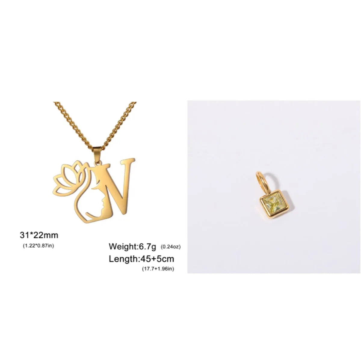 Gold and silver stainless steel fashion necklaces with a cross chain design and matching pendants.