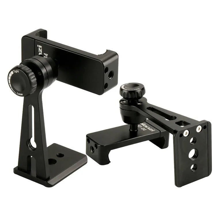 360 degree rotating aluminium alloy phone holder with adjustable clip 60-95mm in black on a desk