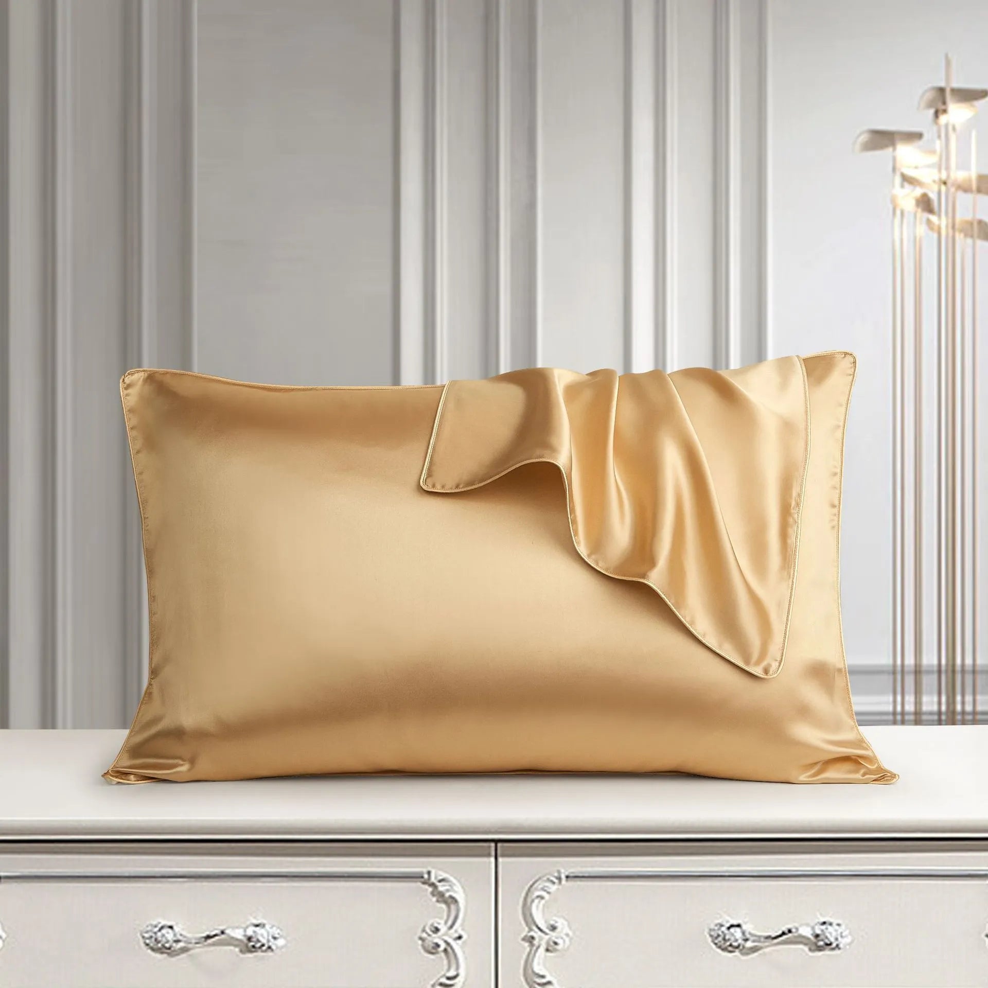 100% mulberry silk single pillowcase in 48x74cm size with inlaid rope weave, shown in Bean Paste Purple.