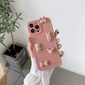 Three-dimensional bear design TPU phone case for iPhone in caramel colour, front view