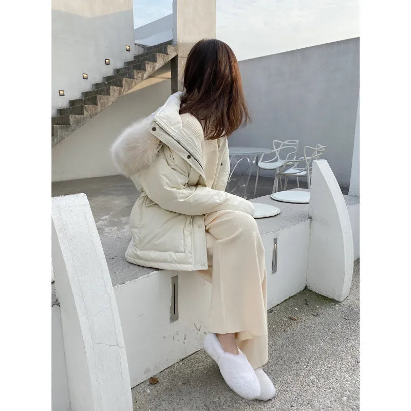 Women's high-waisted wide-leg knitting trousers in thick acrylic fabric for autumn winter casual wear