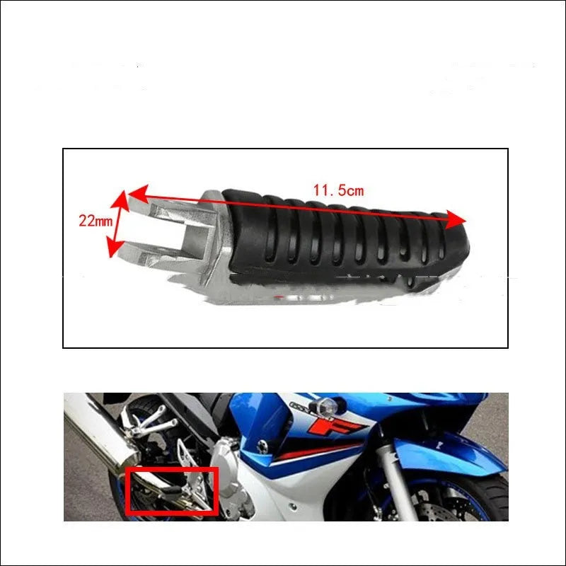 Black aluminium alloy motorcycle footpegs for Suzuki GSX1300R Hayabusa and V-Strom models