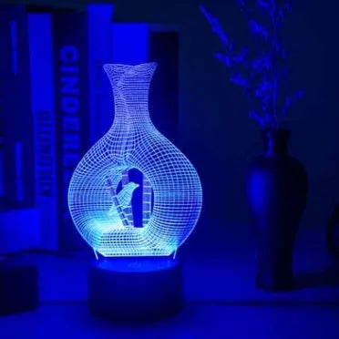 3D acrylic LED night light with colour changing modes on ABS base