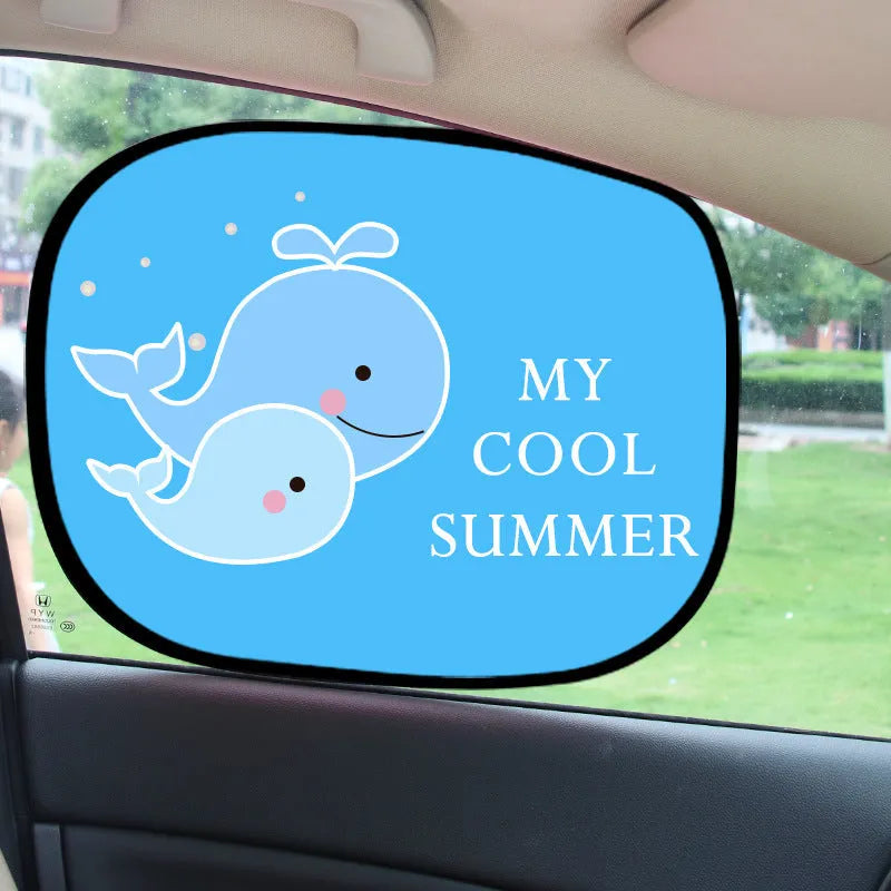 Electrostatic car side window sunshade with animal designs in nylon mesh material