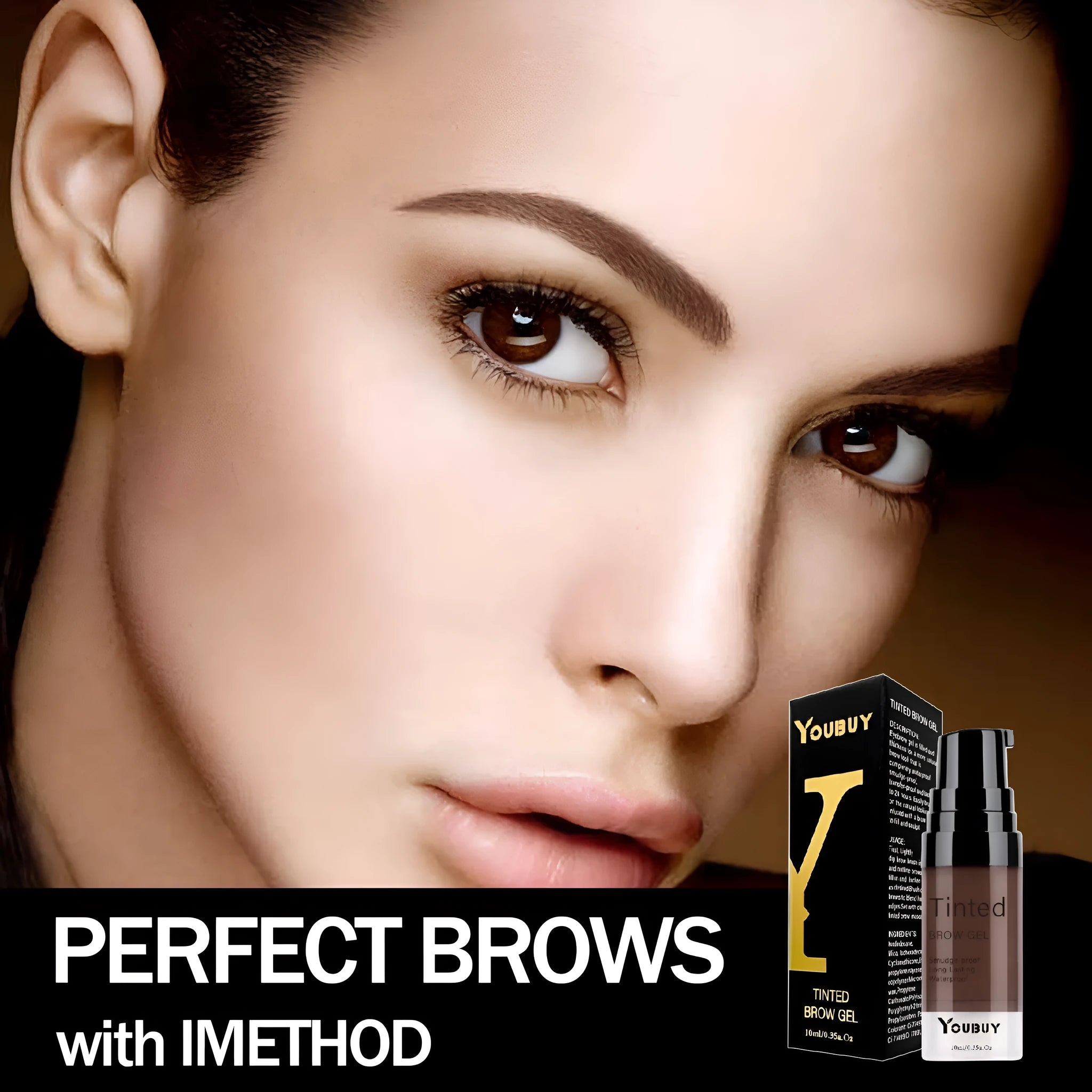 Waterproof brow cream tube in brown and black shades for natural eyebrow definition